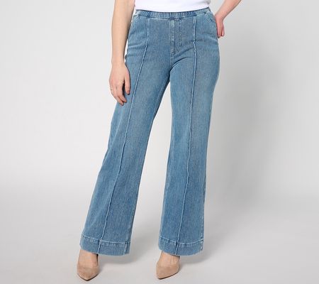 As Is Isaac Mizrahi Live! Petite Knit Denim Trouser Jeans