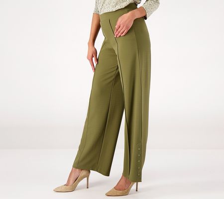 As Is Isaac Mizrahi Live! Reg. Pebble Knit Wide Leg Pant