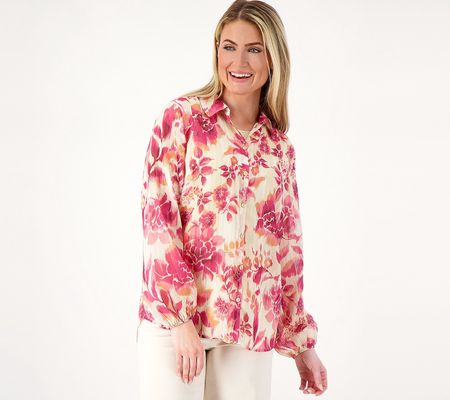 As Is Isaac Mizrahi Live! Reg Printed_LurexBlouse & Tank