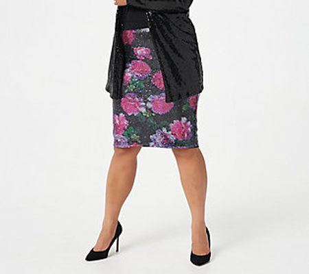 As Is Isaac Mizrahi Live! Stretch Sequin Pencil Skirt