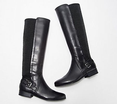 As Is Isaac Mizrahi Live] Wide Calf LeatherRiding Boots