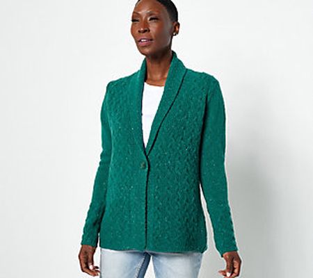 As Is Islander Merino Wool and Cashmere Blend OneButtonCardig