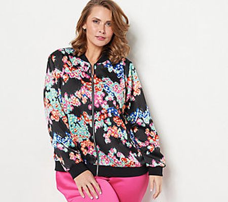 As Is J Jason Wu Printed Abstract Floral Bomber Jacket