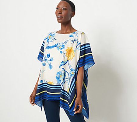 As Is J Jason Wu Printed Floral Chiffon Scarf Top w/Cami