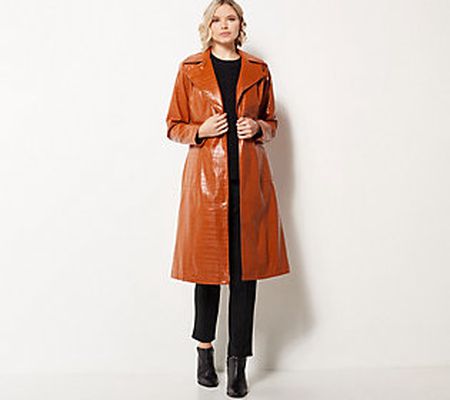 As Is J Jason Wu The Icon Petite Faux Leather Croc TrenchCoat