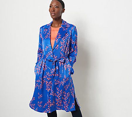 As Is J Jason Wu Woven Printed Floral Trench Coat