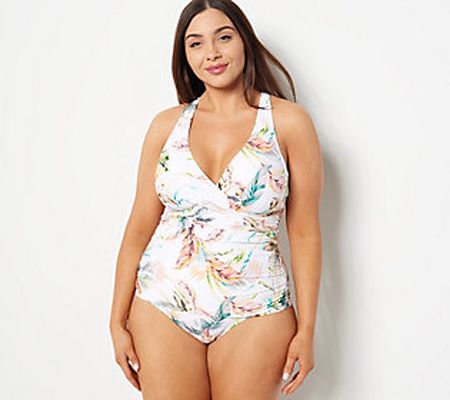 As Is Jantzen Adjustable Strap V-Neck Tankini w/ComfortBrief