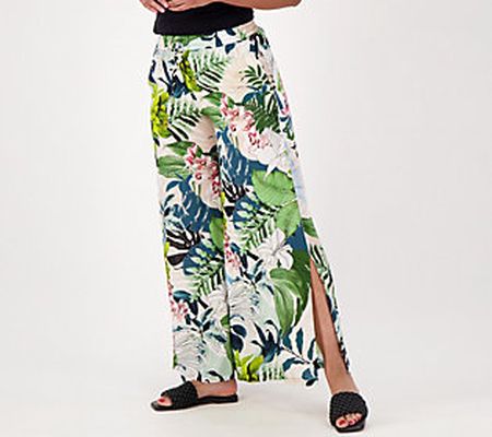 As Is Jantzen Petite Wide Leg Printed Pull-On Cover-Up Pants