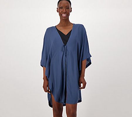 As Is Jantzen Woven Curved Hem Tie Front Cover-Up