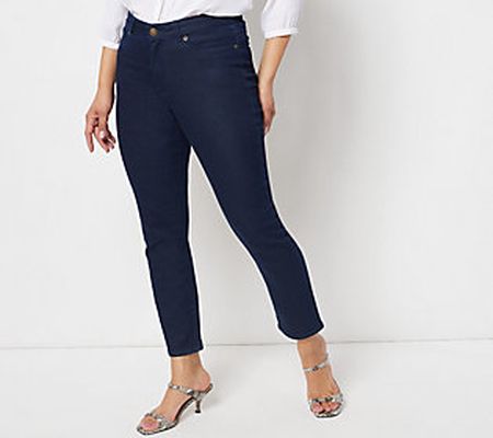 As Is Joan Rivers Petite Cotton Blend StretchDenim AnklePant