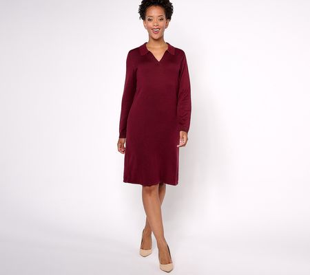 As Is Joan Rivers Petite V-Neck Collar Sweater Dress