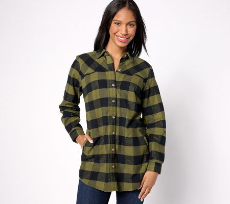 As Is Joan Rivers Regular Cotton Flannel Plaid Tunic