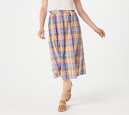 As Is Joan Rivers Regular Madras Plaid Midi Skirt