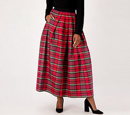 As Is Joan Rivers Regular Tartan PlaidTaffeta Maxi Skirt