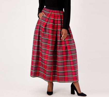 As Is Joan Rivers Regular Tartan PlaidTaffetaMaxi Skirt