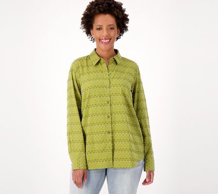 As Is Joan Rivers Textured Clip Dot Boyfriend Shirt