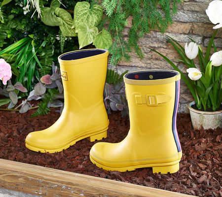 As Is Joules Waterproof Mid Rain Boots-Kelly Neoprene Welly