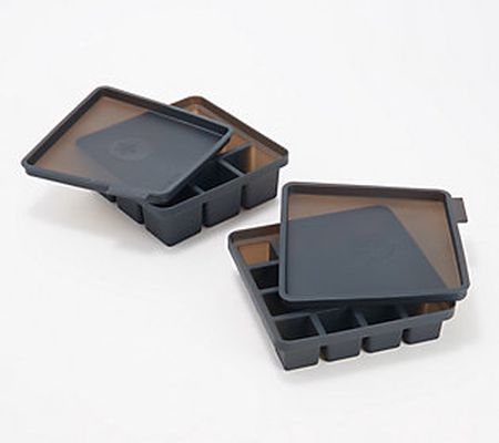 As Is KOCHBLUME 9-Cube & 16-Cube SiliconeIce Trays w/Lid