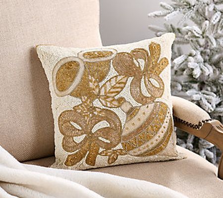 As Is Kringle Express Beaded 14 x 14 Pillow