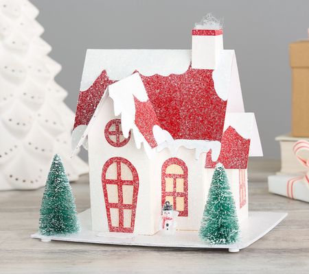 As Is Kringle Express Illuminated Paper Red & White House