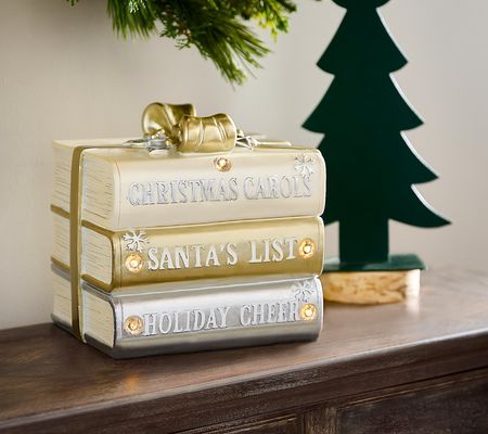 As Is Kringle Express Illuminated Resin Stack Holiday Books