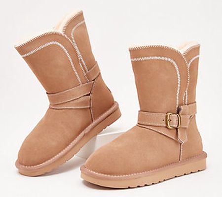 As Is Lamo Water-Resistant Suede Short Boots - Vanessa