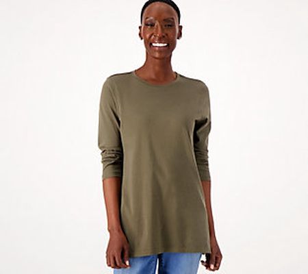 As Is Lands' End Tall Supima 3/4 Sleeve Crew Neck Knit Tunic