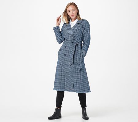 As Is Laurie Felt Classic Denim Houndstooth Trench Coat