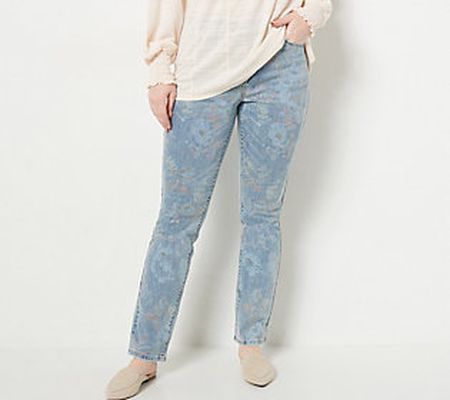 As Is Laurie Felt Petite Floral Relaxed Straight Jeans