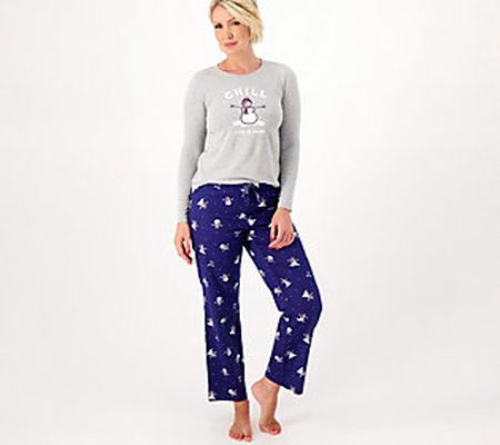 As Is Life is Good Cotton Top and Flannel Pant Pajama Set