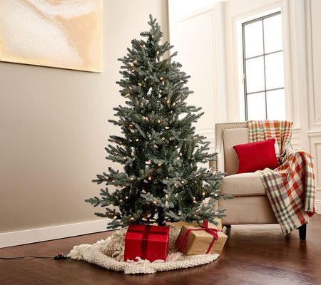 As Is Lightly Flocked 6.5' Pine Tree with Color Control