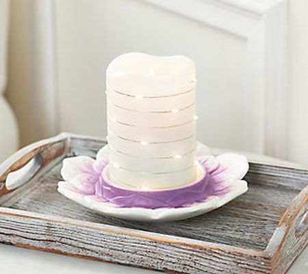 As Is Lightscapes Flameless SwirlLight Candle w/ FlowerHolder