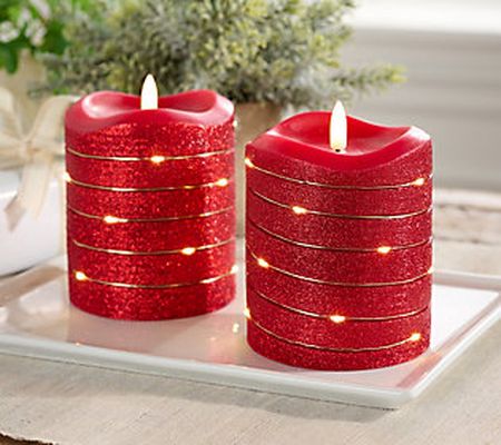 As Is Lightscapes S/2 Glitter Swirl FlamelessCandles