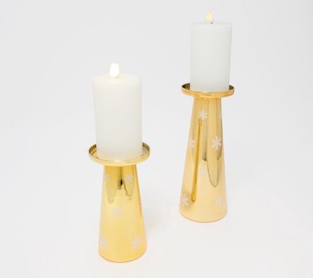 As Is Lightscapes Small & Large Glass Candle Holdersw/Pillar