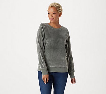 As Is Lisa Rinna Collection Washed Velour Sweatshirt
