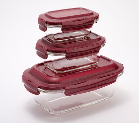 As Is LocknLock 3-Piece Nesting Glass LoafDishes