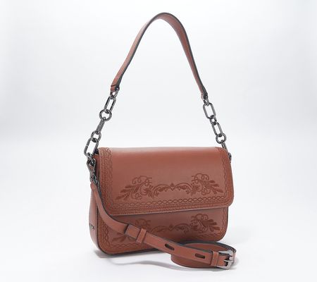 As Is Lodis Floral Embossed Leather Bag withTwo Straps