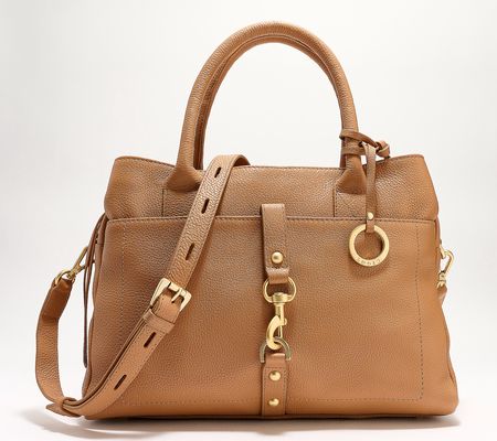 As Is LODIS Texas Leather Morgan Satchel withCrossbody Strap