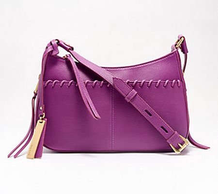 As Is LODIS Texas Leather Parker Top Zip Crossbody