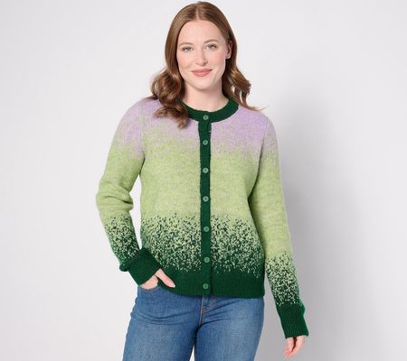 As Is LOGO by Lori Goldstein Brushed OmbreButton Cardigan