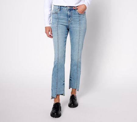 As Is LOGO by Lori Goldstein Petite Straight Leg Denim Jeans