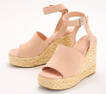 As Is Marc Fisher LTD Suede Espadrille Wedges - Nelly
