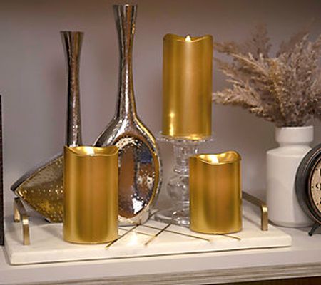 As Is Mikasa Assorted S/3 Metallic Flameless Blow Out Candle
