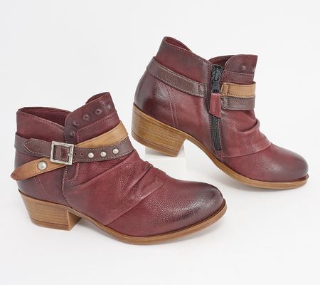 As Is Miz Mooz Leather Buckled Ankle Boots- Bucky