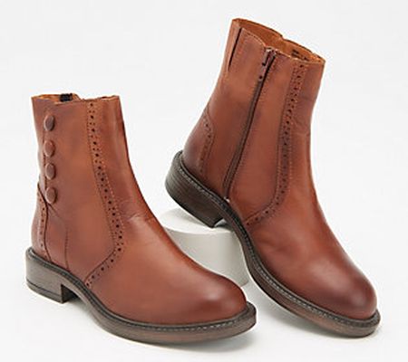 As Is Miz Mooz Leather Button Ankle Boots -Merry