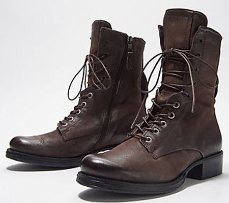 As Is Miz Mooz Leather Lace-Up Mid Boots -Nala