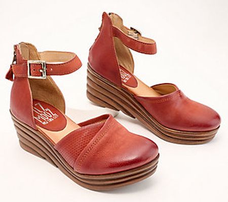 As Is Miz Mooz Leather Mary Jane Wedge -Acadia
