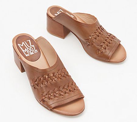 As Is Miz Mooz Leather Slide Heeled Sandals - Briar
