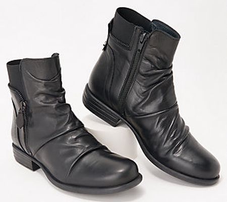 As Is Miz Mooz Leather Wide Width Ankle Boots - Laney