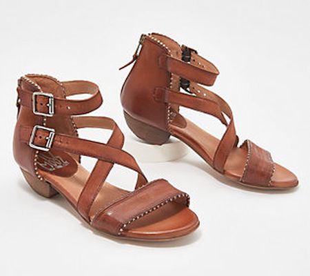 As Is Miz Mooz Leather Wide Width Studded Sandals - Cosmo